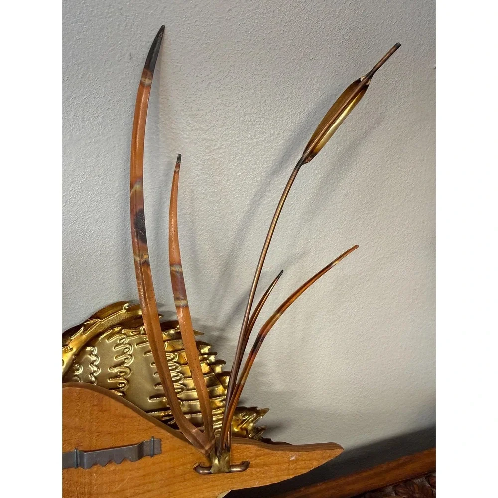 Vintage Brass Swan Wall Hanging • Mid Century Modern Bird Art